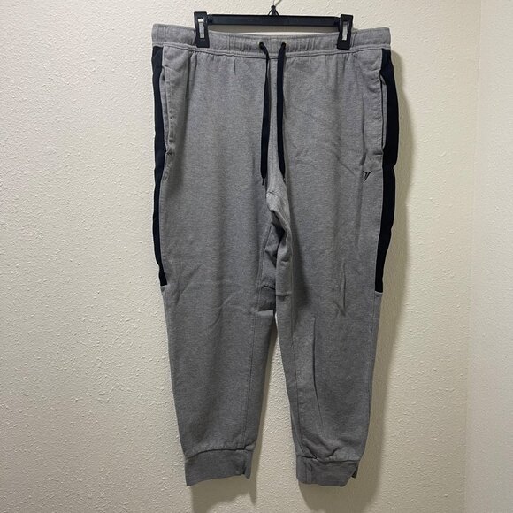 Mens Jogger Sweatpants With Black Side Panels Drawstring Waist & Side Pockets - Picture 2 of 11